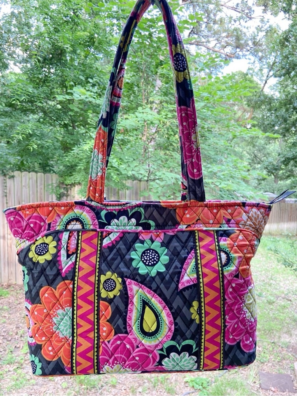 Vera Bradley Quilted Tote Bag in Ziggy Zinnia - Retired Floral Paisley Print NWT